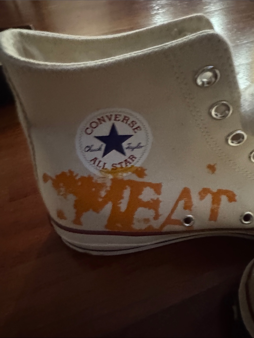 Rare Andy warhol artwork work Converse High Top Sneakers in Cream - Picture 7 of 10